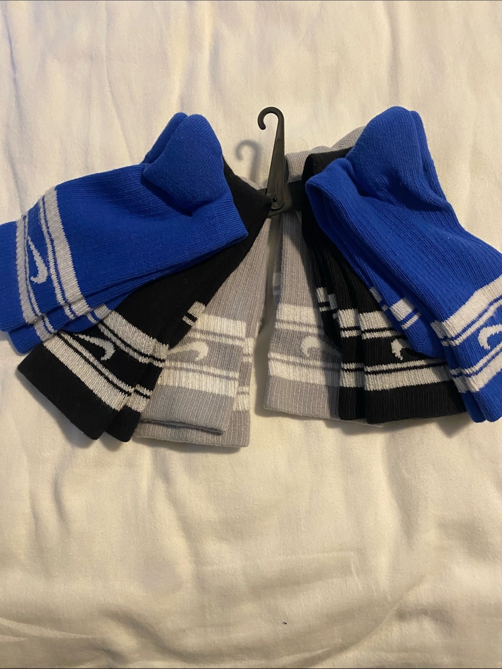Nike Kids Athletic Crew Socks in Blue, Black, and Gray - 6 Pack